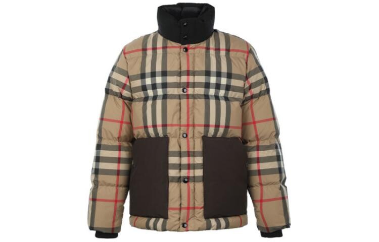 

Пуховик мужской Burberry с воротником-стойкой, бежевый