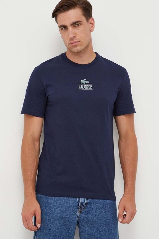 

Хлопковая футболка Lacoste, темно-синий
