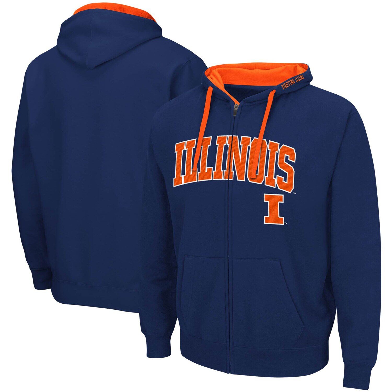 

Мужская темно-синяя толстовка с молнией во всю длину Illinois Fighting Illini Big & Tall Colosseum, Синий