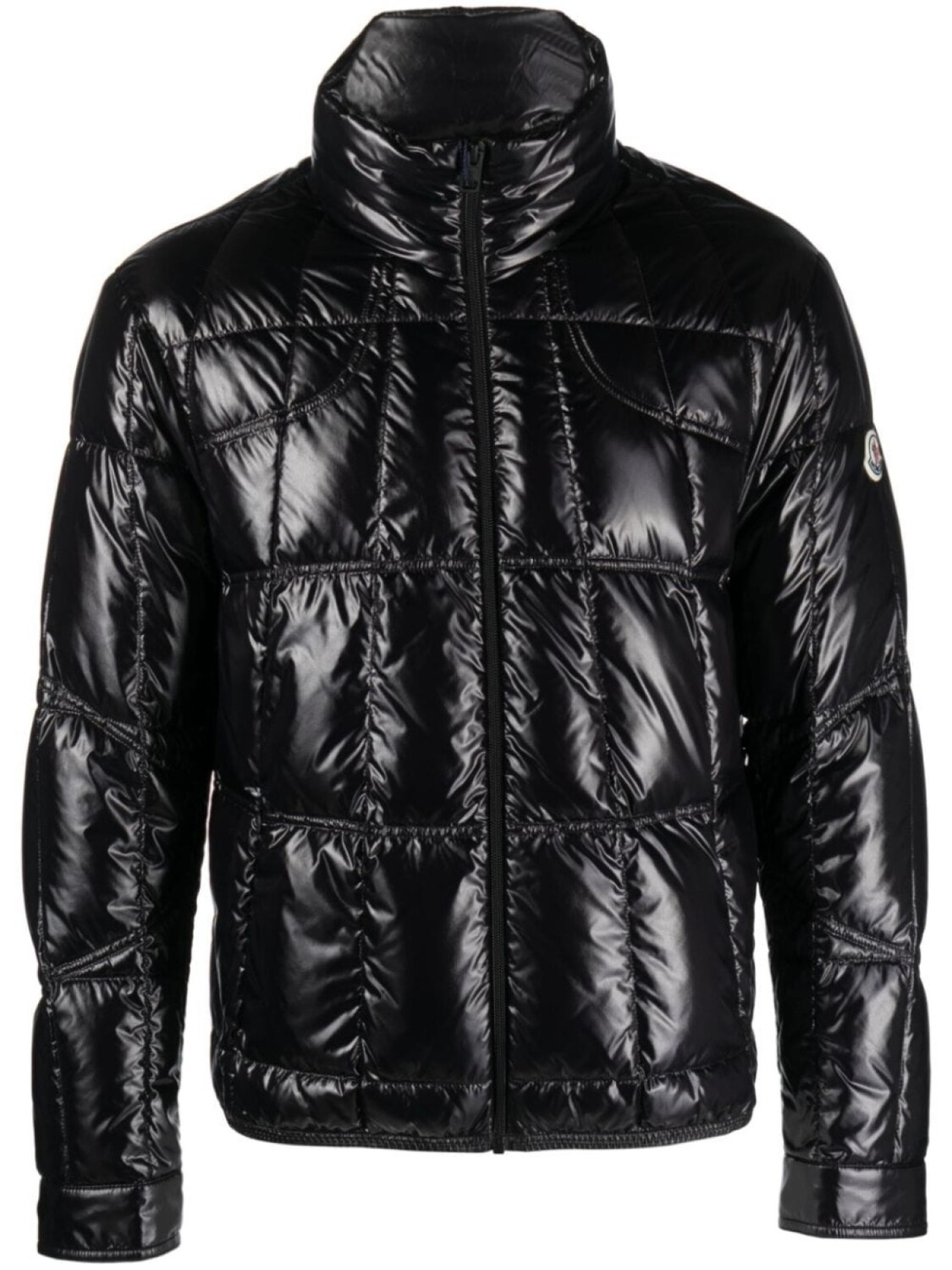 

Moncler глянцевый пуховик Tevel, черный