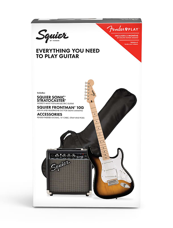 Электрогитара Fender Squier Sonic Stratocaster Pack- 2-Color Sunburst fender frontman 10g 10 watts гитарный комбо 10вт