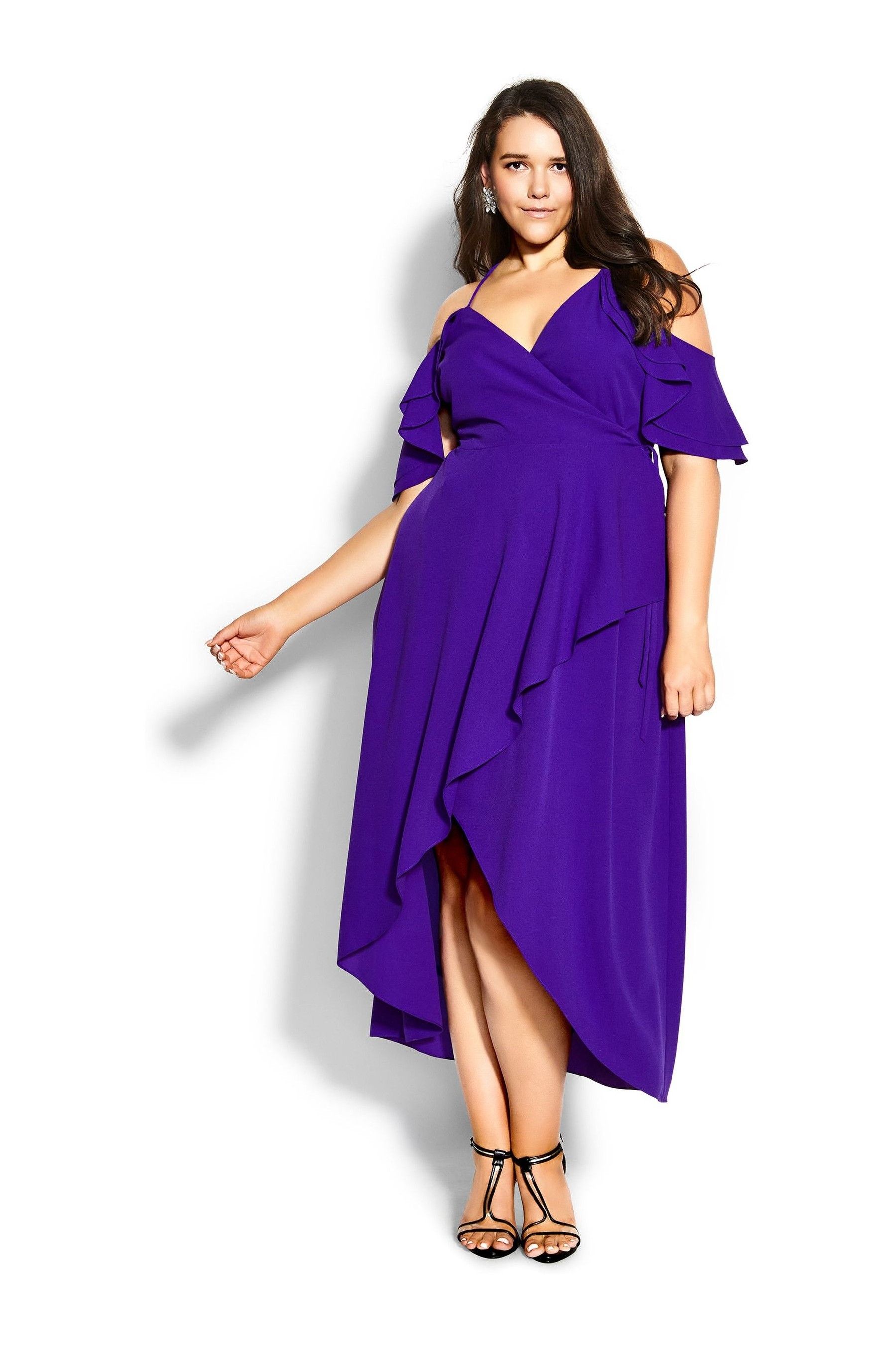 Фиолетовое элегантное платье макси City Chic, фиолетовый