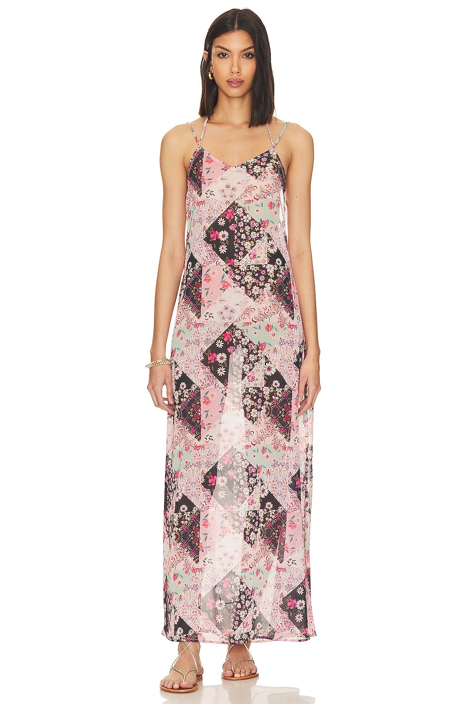 

Платье макси Tularosa Zita Maxi Slip Dress, цвет Multi Patchwork