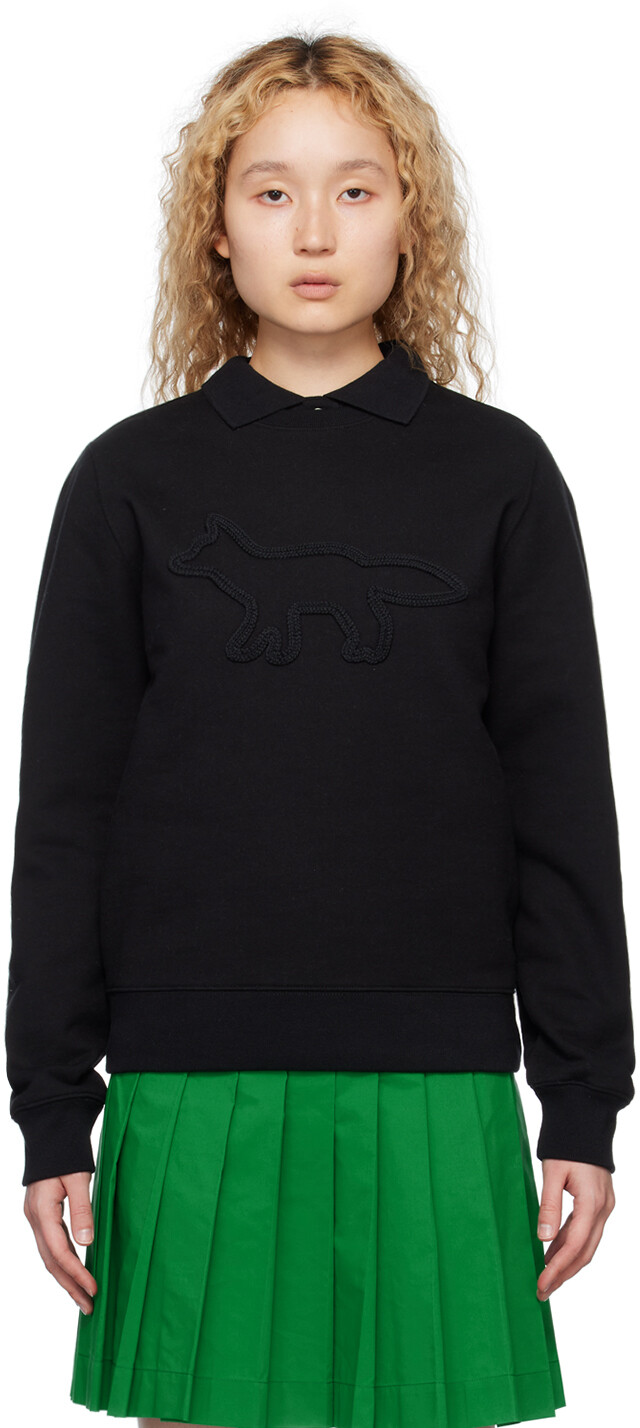 

Черный свитшот с контурной лисой Maison Kitsune