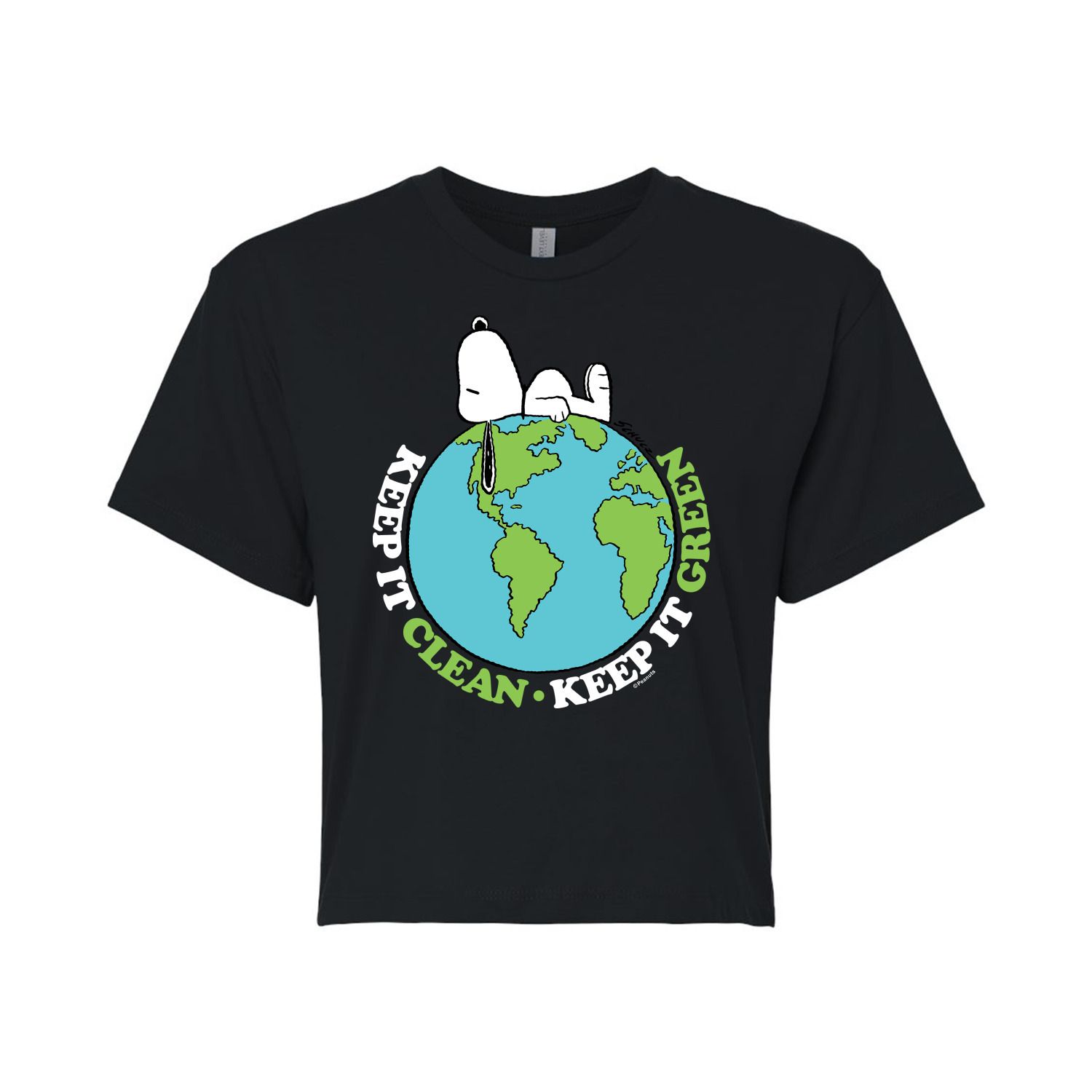 Укороченная футболка с надписью «Keep It Clean Keep It Green» для юниоров Peanuts Licensed Character