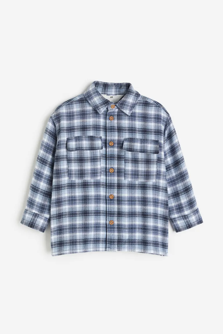 

Бархатная объемная рубашка H&M, синий