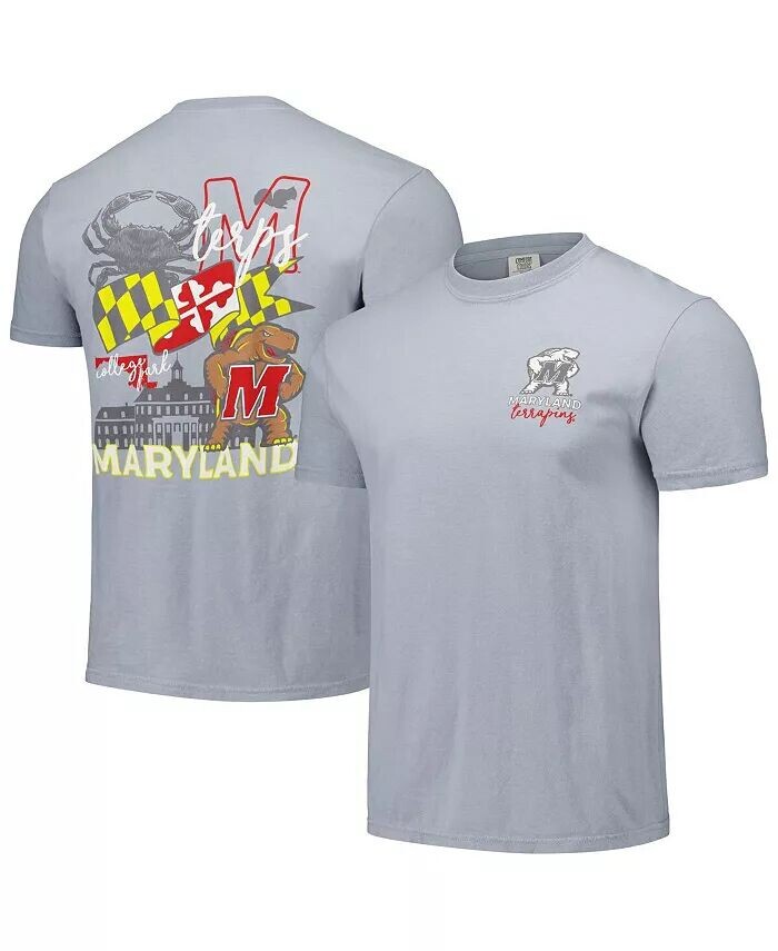 

Мужская и женская серая футболка с флагом Maryland Terrapins Hyper Local Campus elements Image One, серый