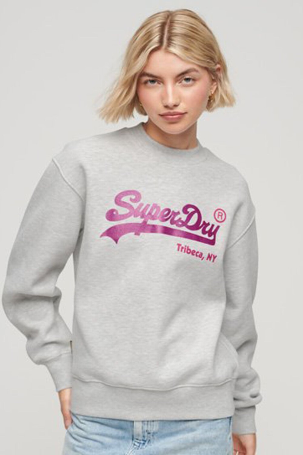 

Толстовка с круглым вырезом и декорированным логотипом Vintage Superdry, серый