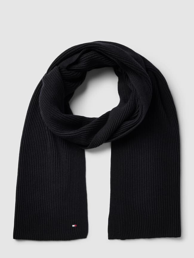 

Шарф в рубчик, модель Essential Tommy Hilfiger, черный