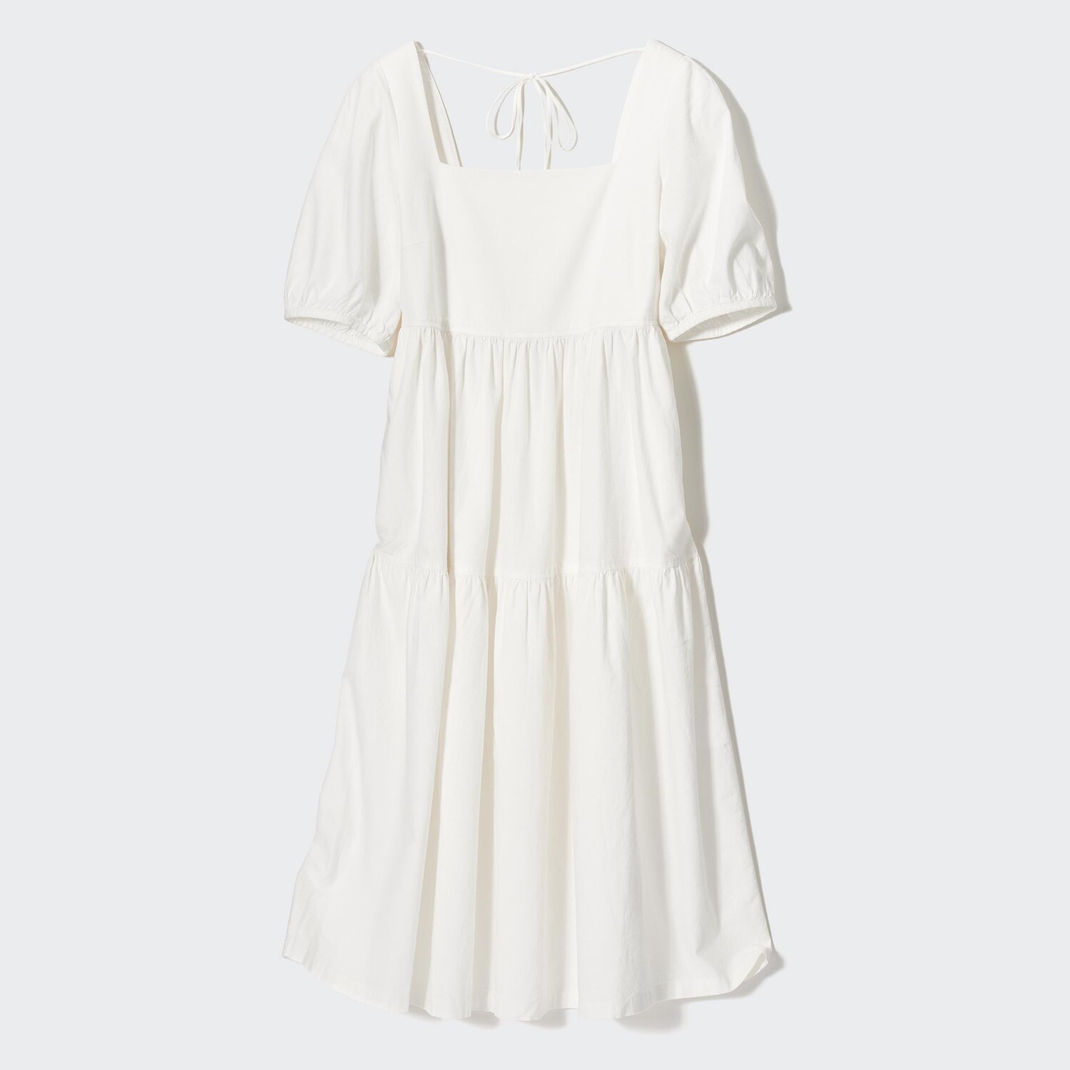 

Льняное платье миди с объемными рукавами UNIQLO, белый