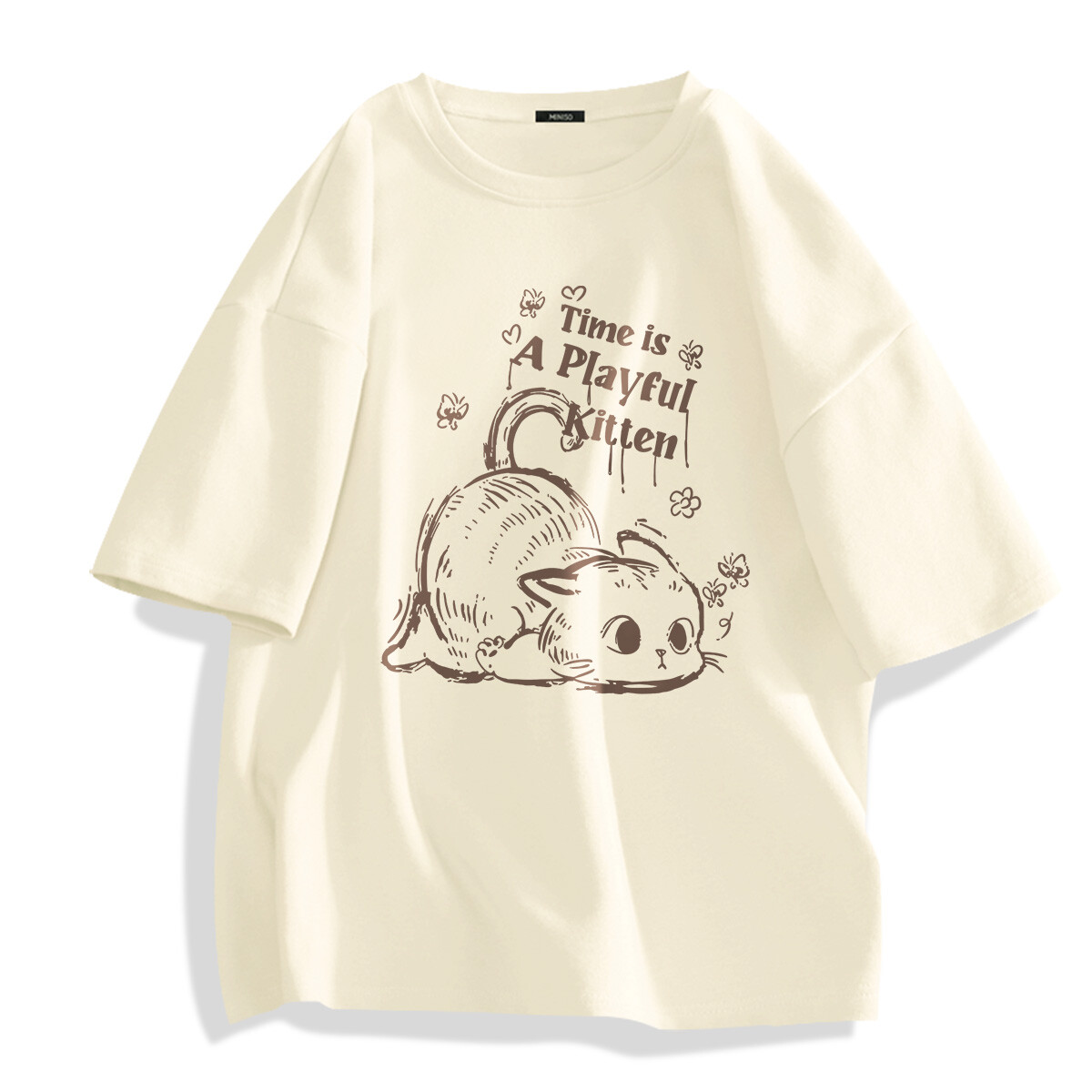 

Футболка унисекс Miniso, цвет Light rice (big playful cat)