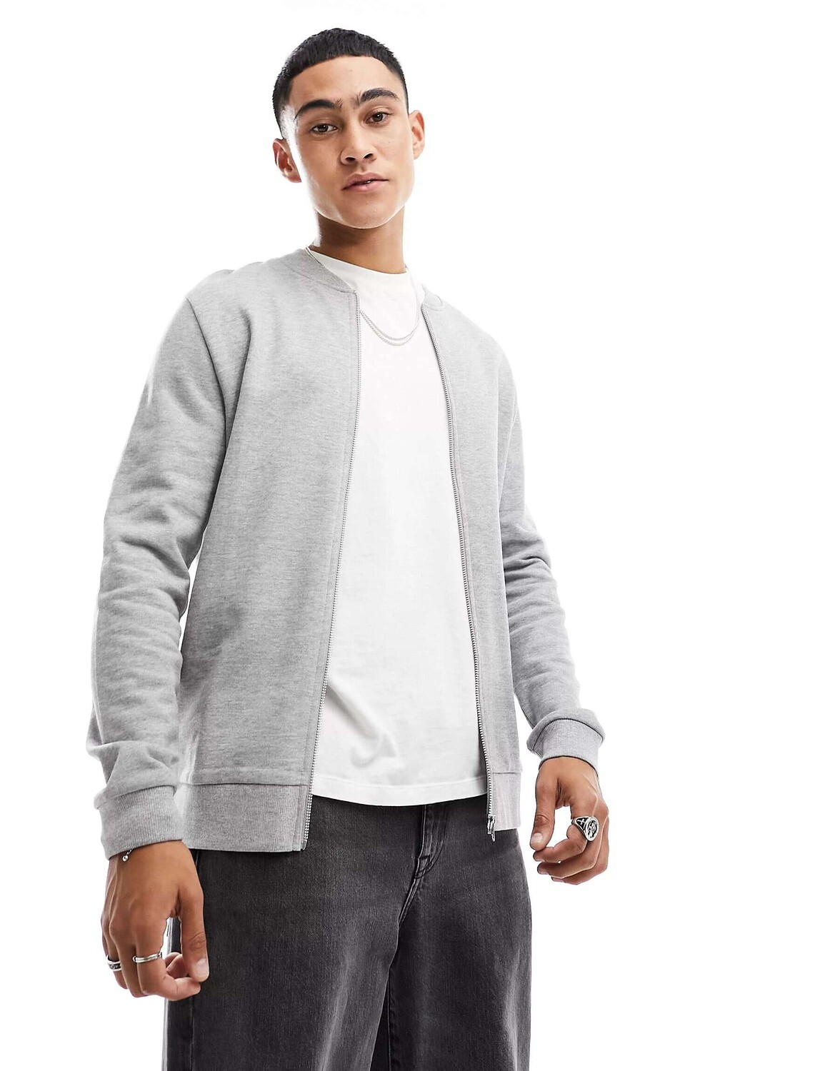 

Серый бомбер из джерси ASOS Standard