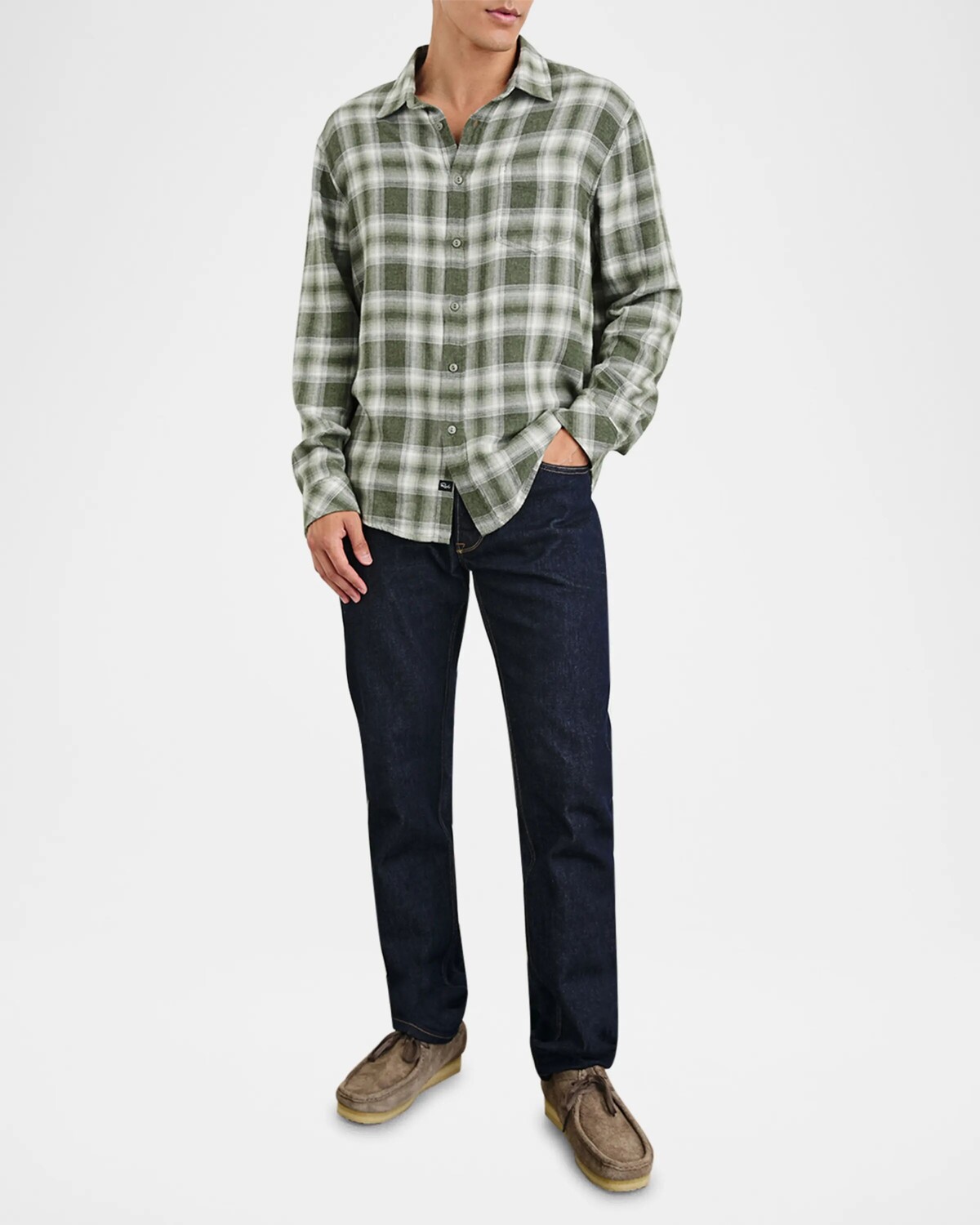 

Мужская спортивная рубашка в клетку Lennox Rails, цвет Deep Meadow White