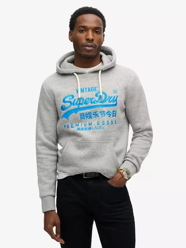 

Худи Superdry Neon Vintage Logo Graphic Zip, цвет athletic/grey/marl