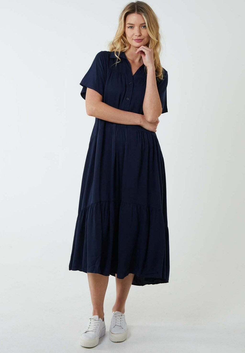 

Платье-рубашка DROP WAIST TIERED MAXI Blue Vanilla, синий