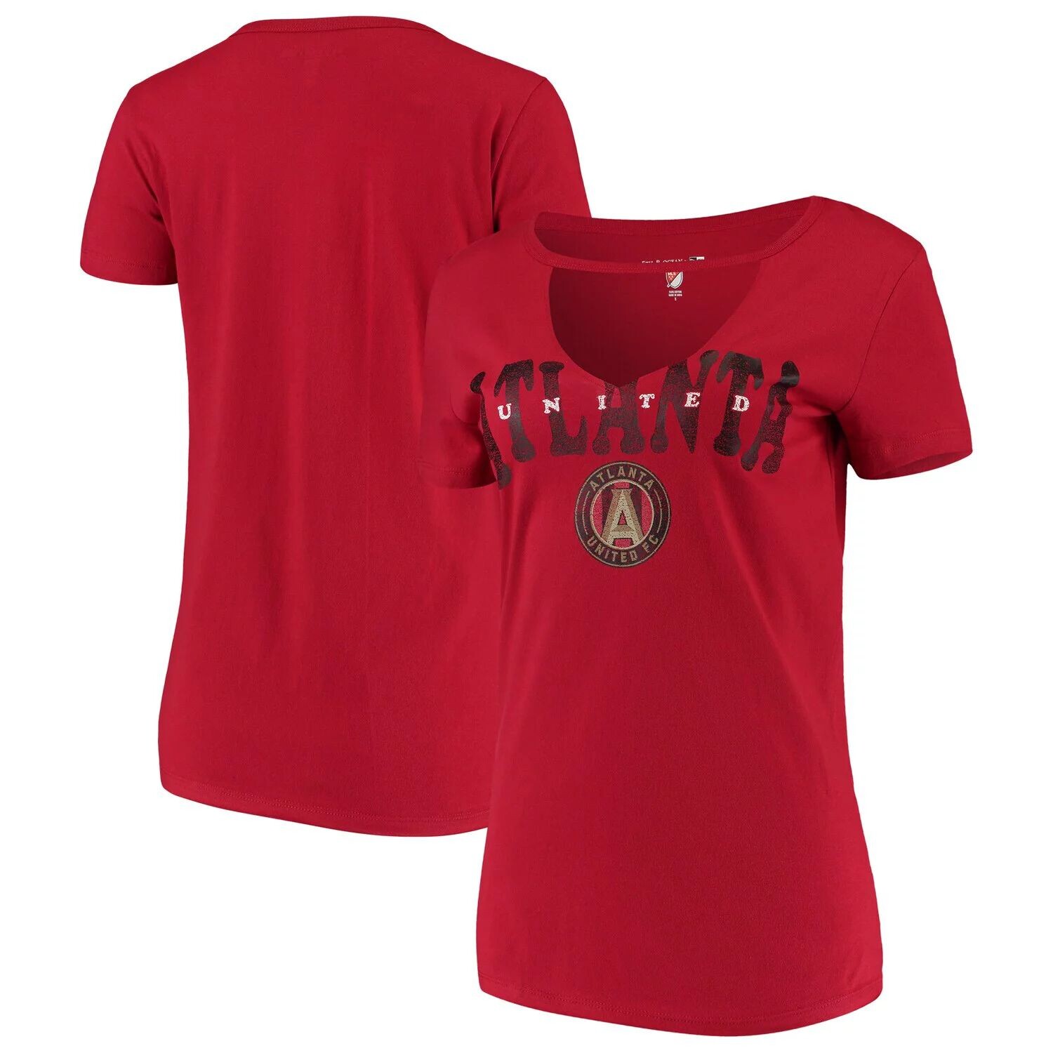 

Женская красная футболка 5th & Ocean by New Era Atlanta United FC Athletic Baby с v-образным вырезом New Era, Красный