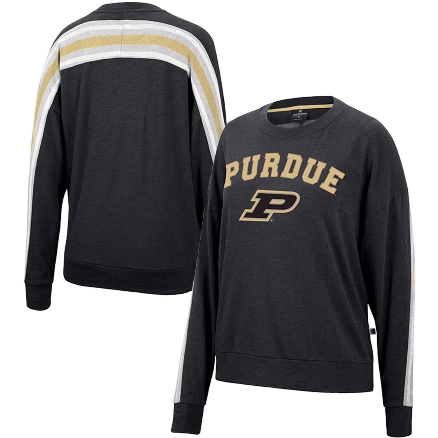 

Женский объемный пуловер с капюшоном Purdue Boilermakers Team Colosseum Heathered черного цвета Colosseum