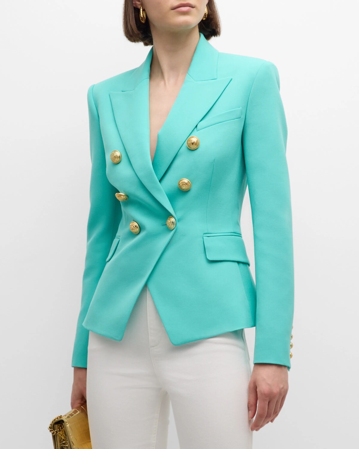 

Классический шерстяной пиджак с пуговицами Balmain, цвет Mint