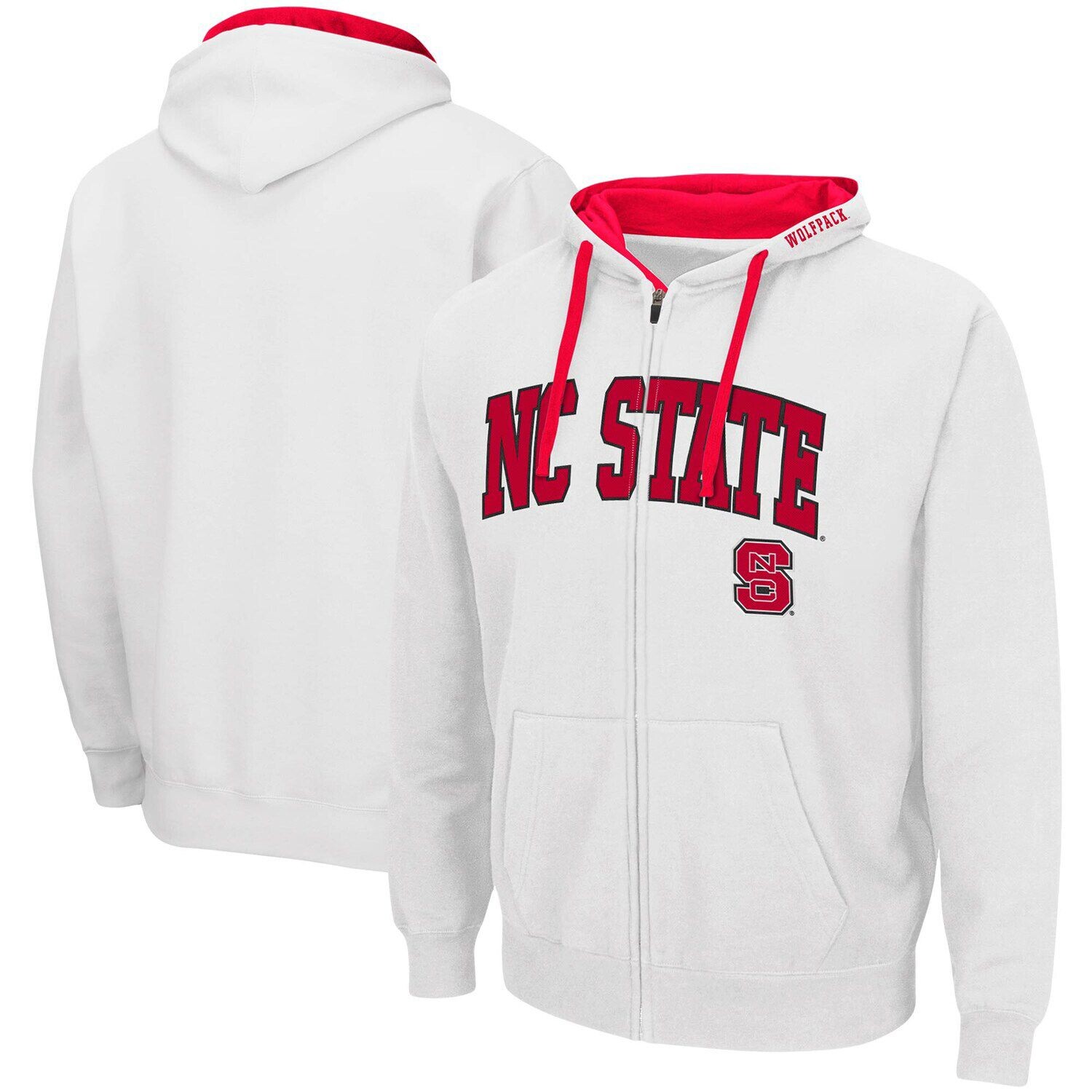 

Мужская белая худи с молнией во всю длину NC State Wolfpack Arch & Logo 2.0 Colosseum