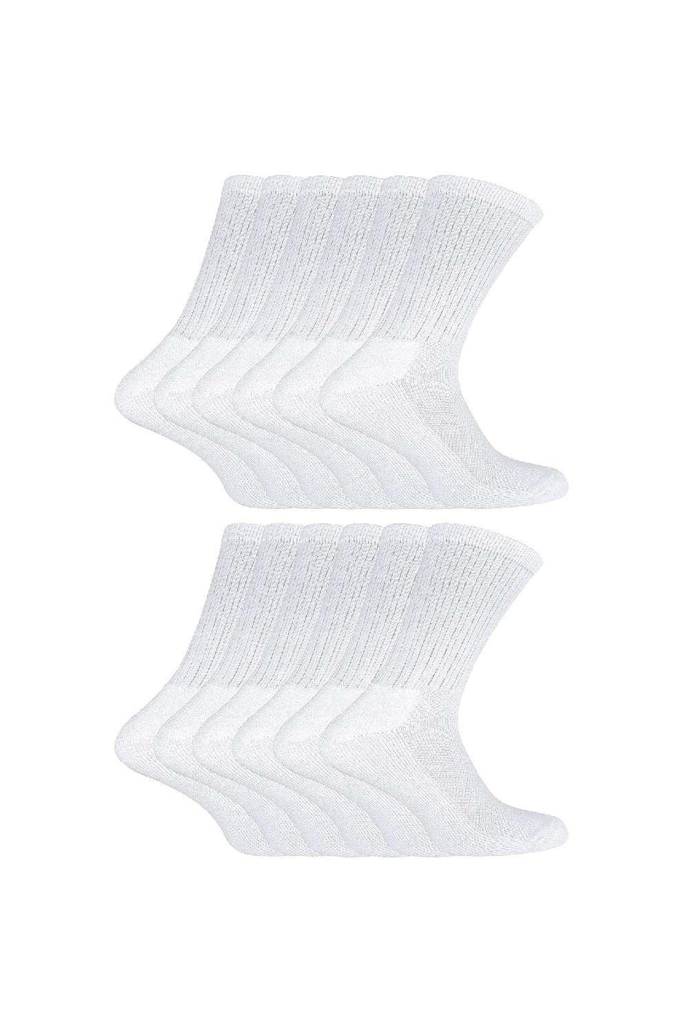 12 пар мягких бамбуковых спортивных носков для бега Sport Crew Sock Snob, белый