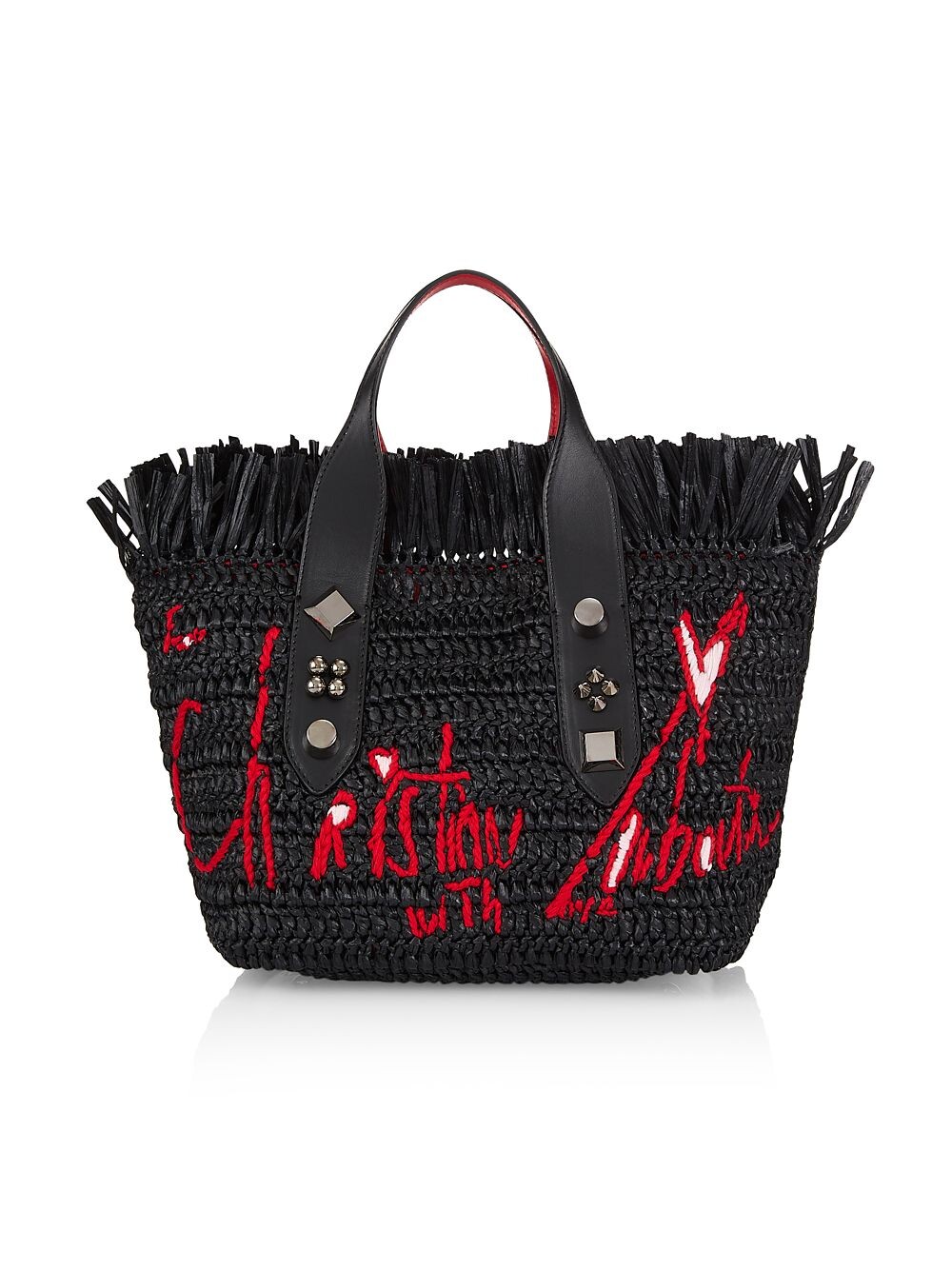 

Маленькая большая сумка Frangibus из рафии Christian Louboutin, черный
