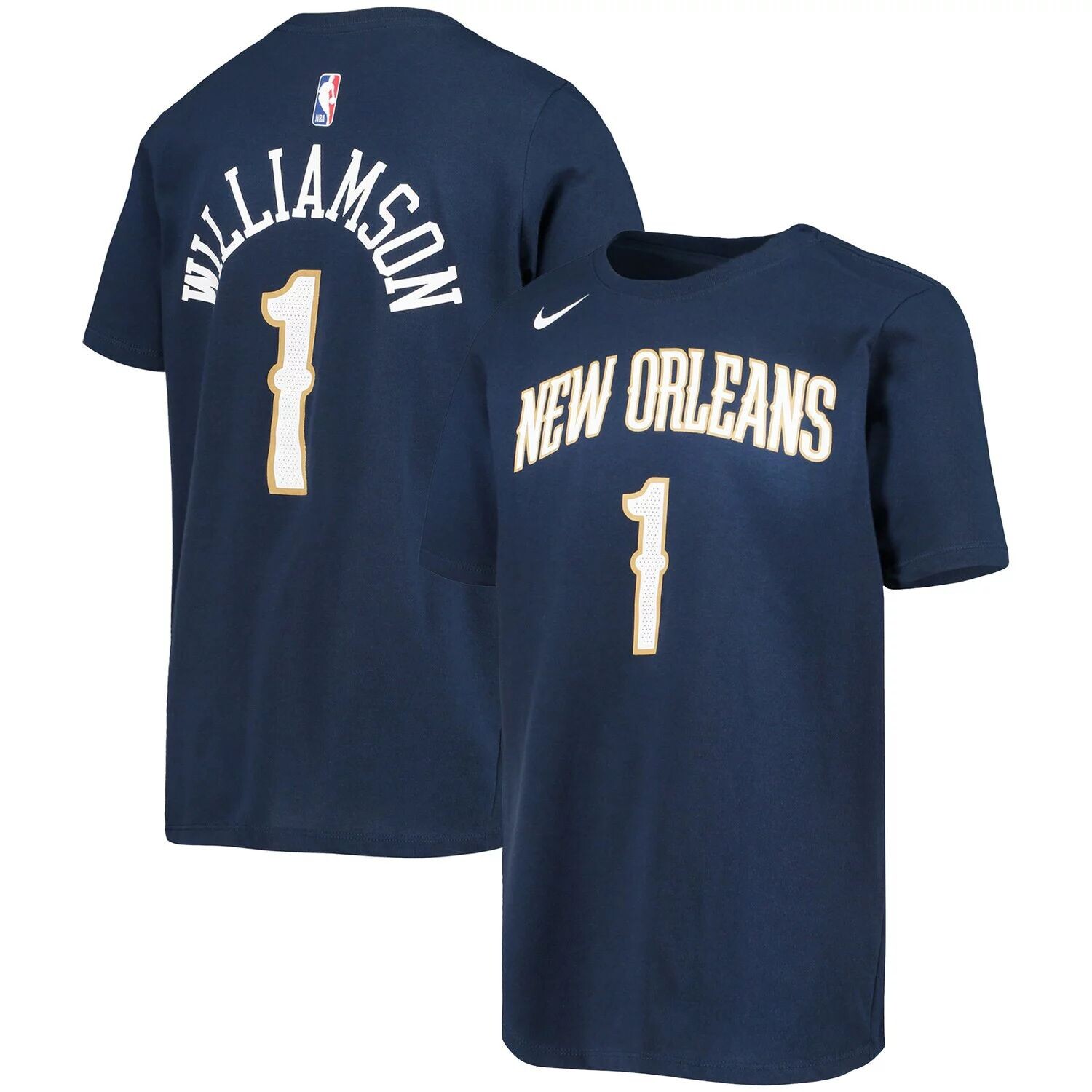 

Молодежная футболка Nike Zion Williamson темно-синего цвета с логотипом New Orleans Pelicans, именем и номером Nike