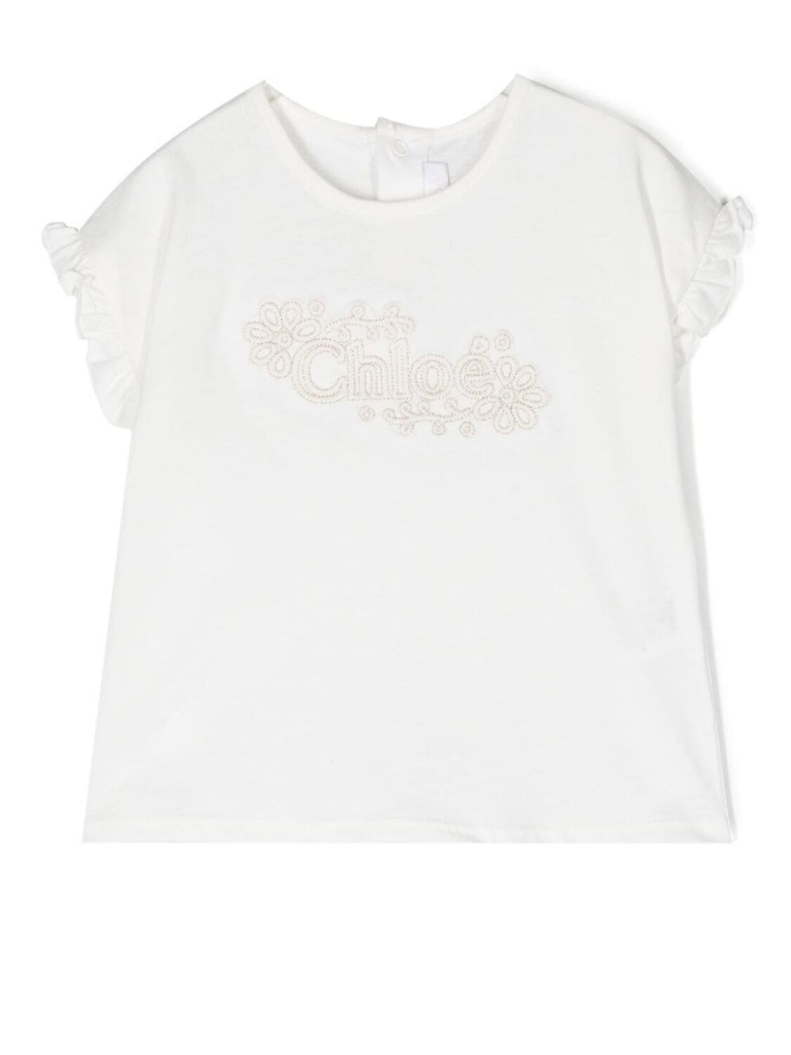 

Chloé Kids embroidered-logo short-sleeved T-shirt, белый