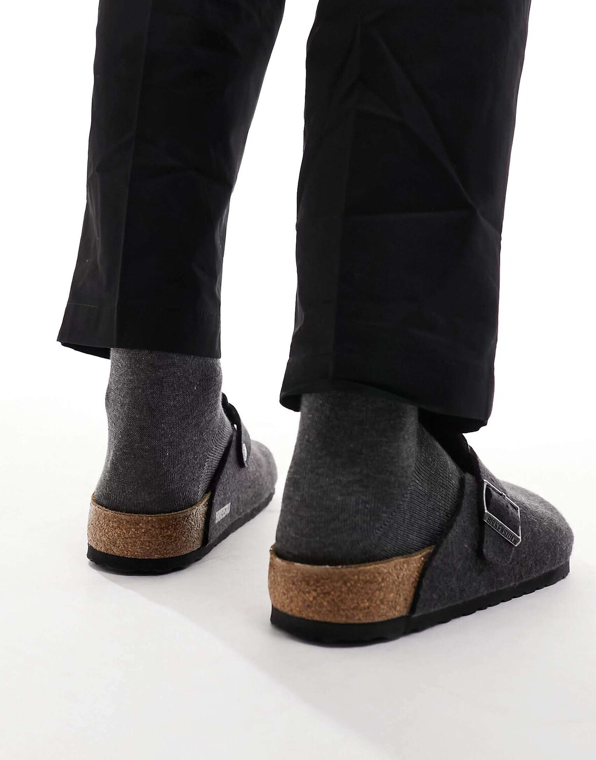

Шерстяные сабо Birkenstock Boston серого антрацита