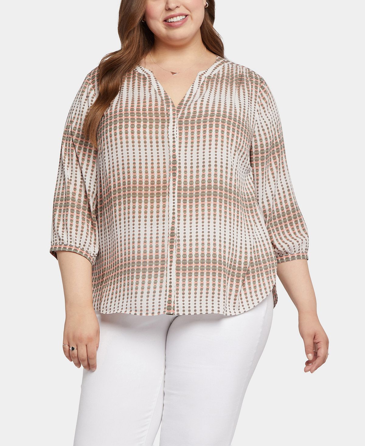 Блузка больших размеров с защипами NYDJ блузка без рукавов больших размеров с подвернутой булавкой nydj цвет ramona dots