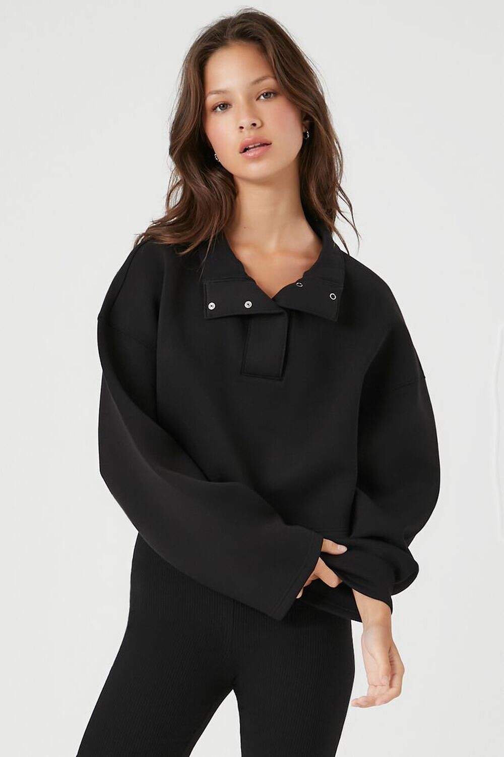 

Укороченный пуловер вязки Scuba Forever 21, черный