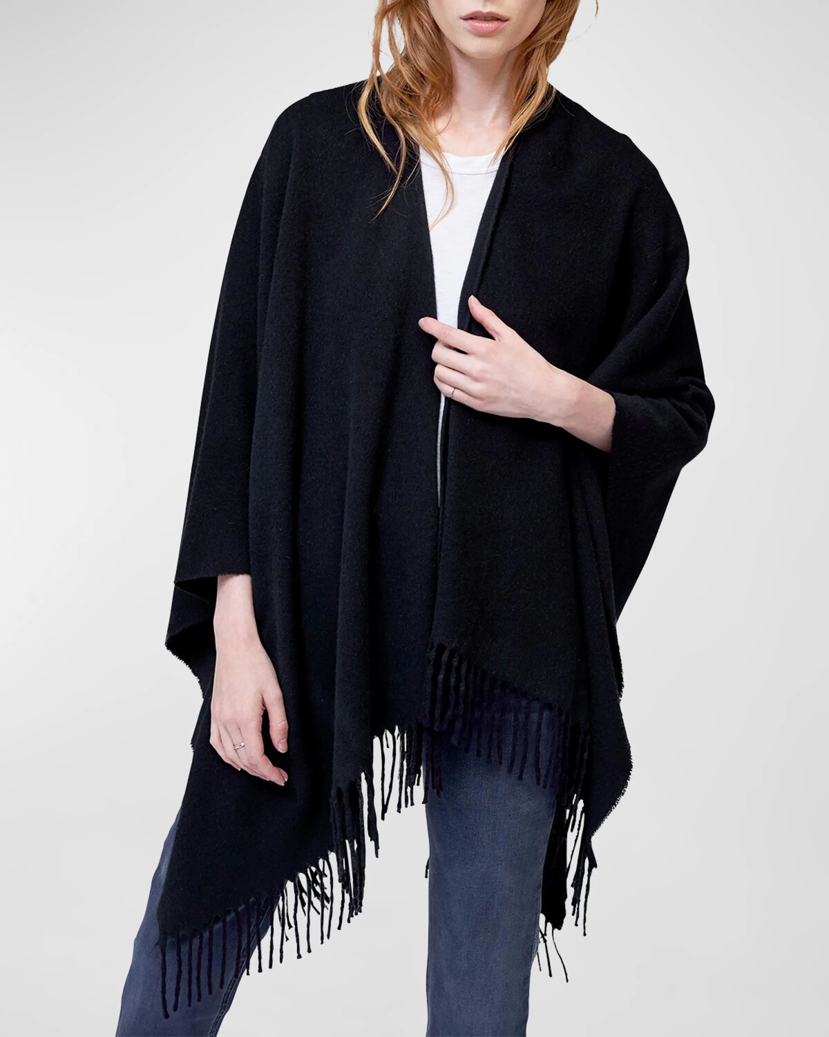 

Кашемировое пончо с бахромой Rag & Bone, цвет Heather Camel