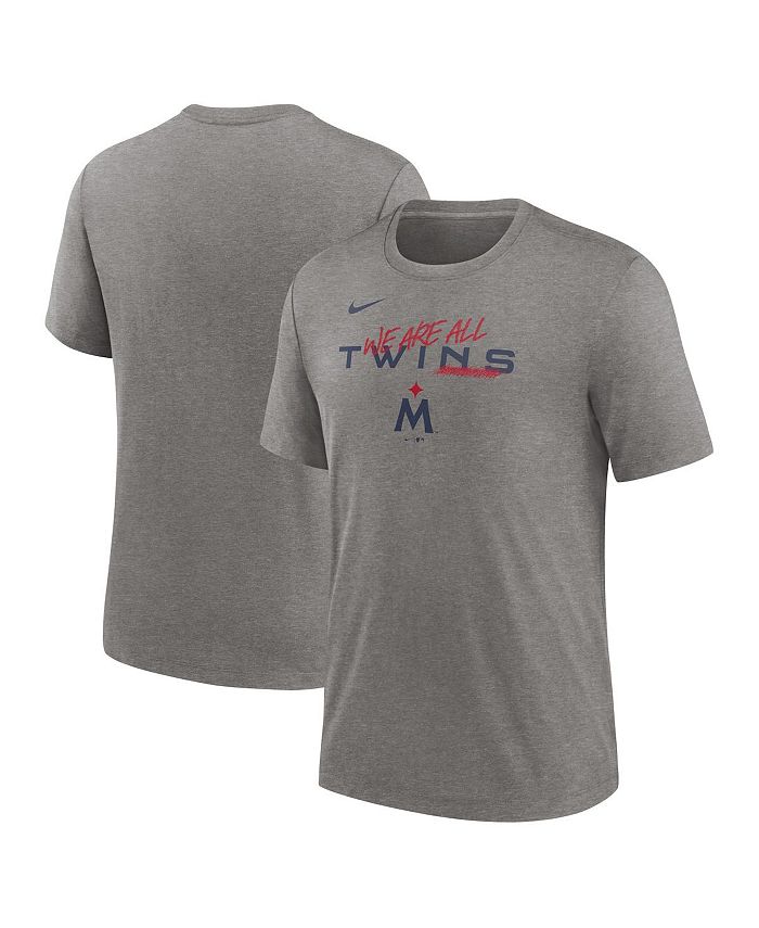 

Мужская футболка Heather Grey Minnesota Twins We Are All Tri-Blend Nike, серый