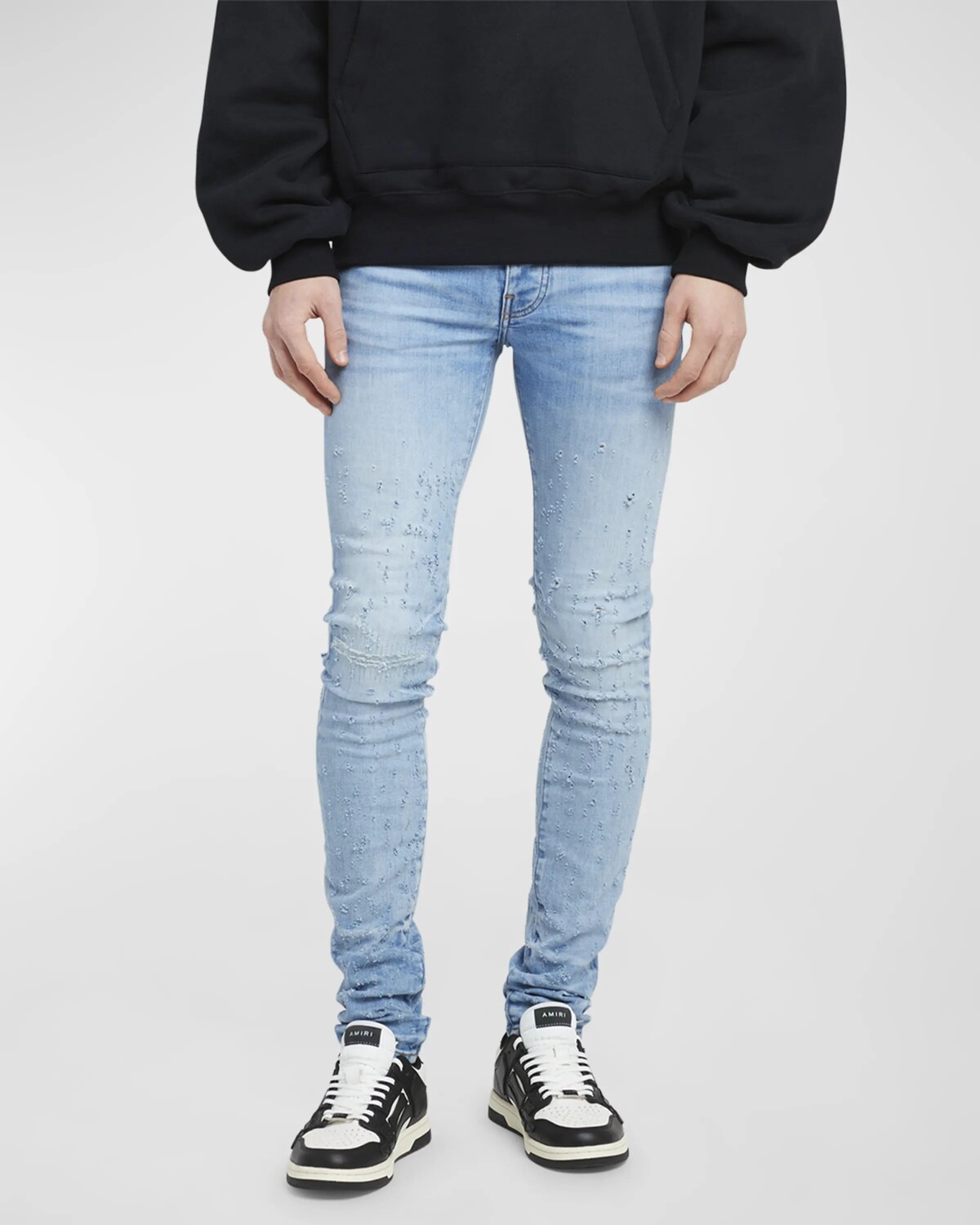 

Мужские джинсы скинни с короткими рукавами Amiri, цвет Perfect Indigo