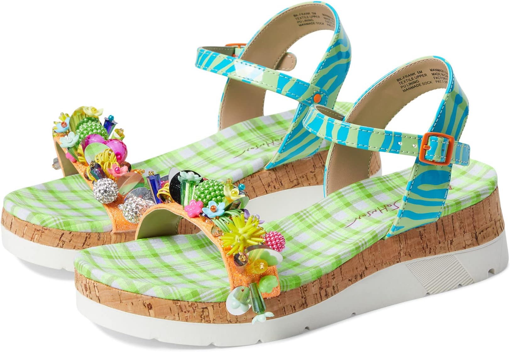 

Босоножки Frank Betsey Johnson, цвет Green Multi