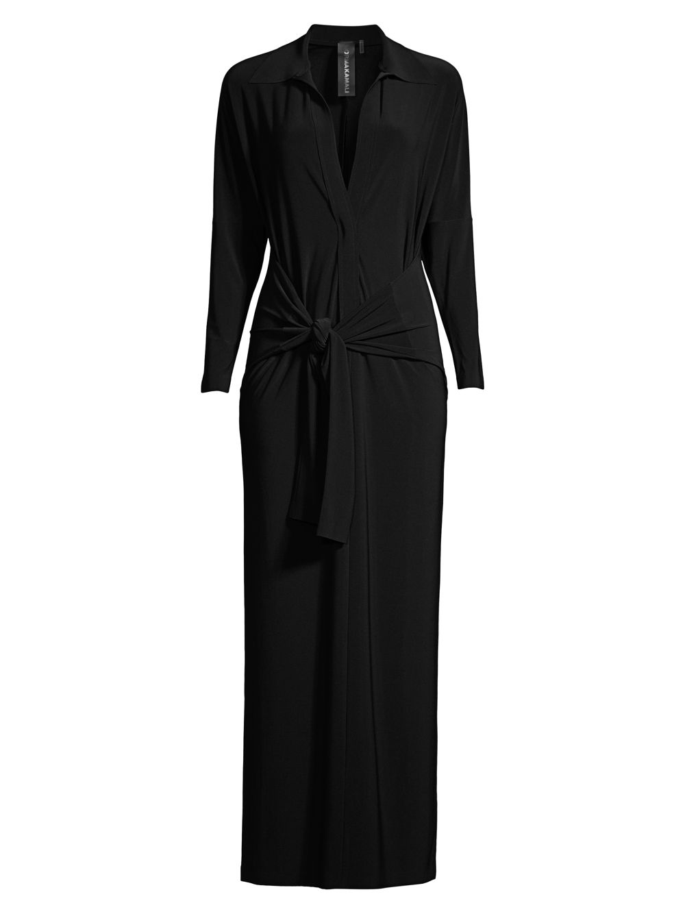 Платье-рубашка с длинными рукавами и узлом Norma Kamali, черный