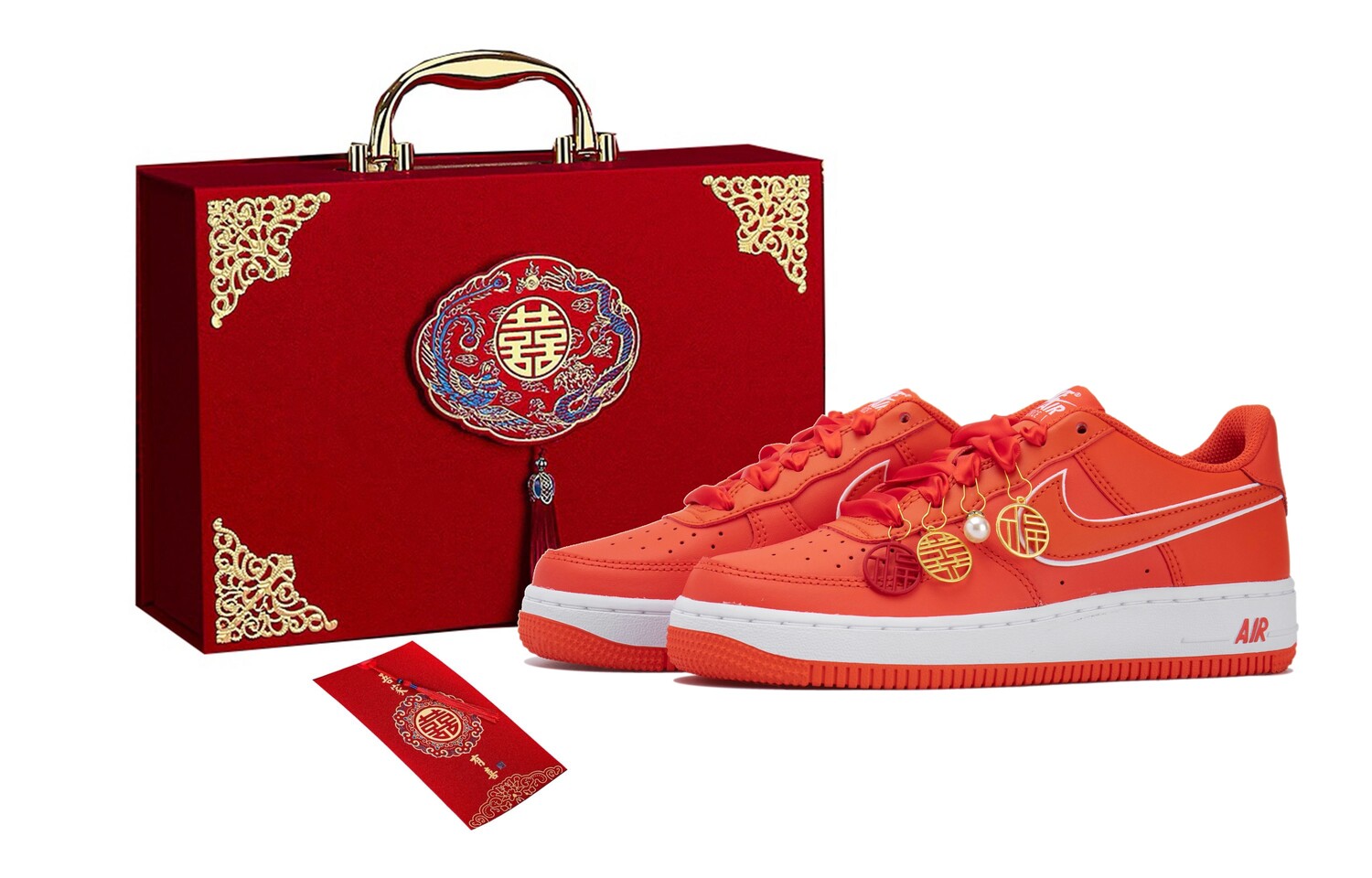 

Кроссовки Nike Air Force 1 Skateboarding Shoes Women's Low-top Red/Orange/White, красный