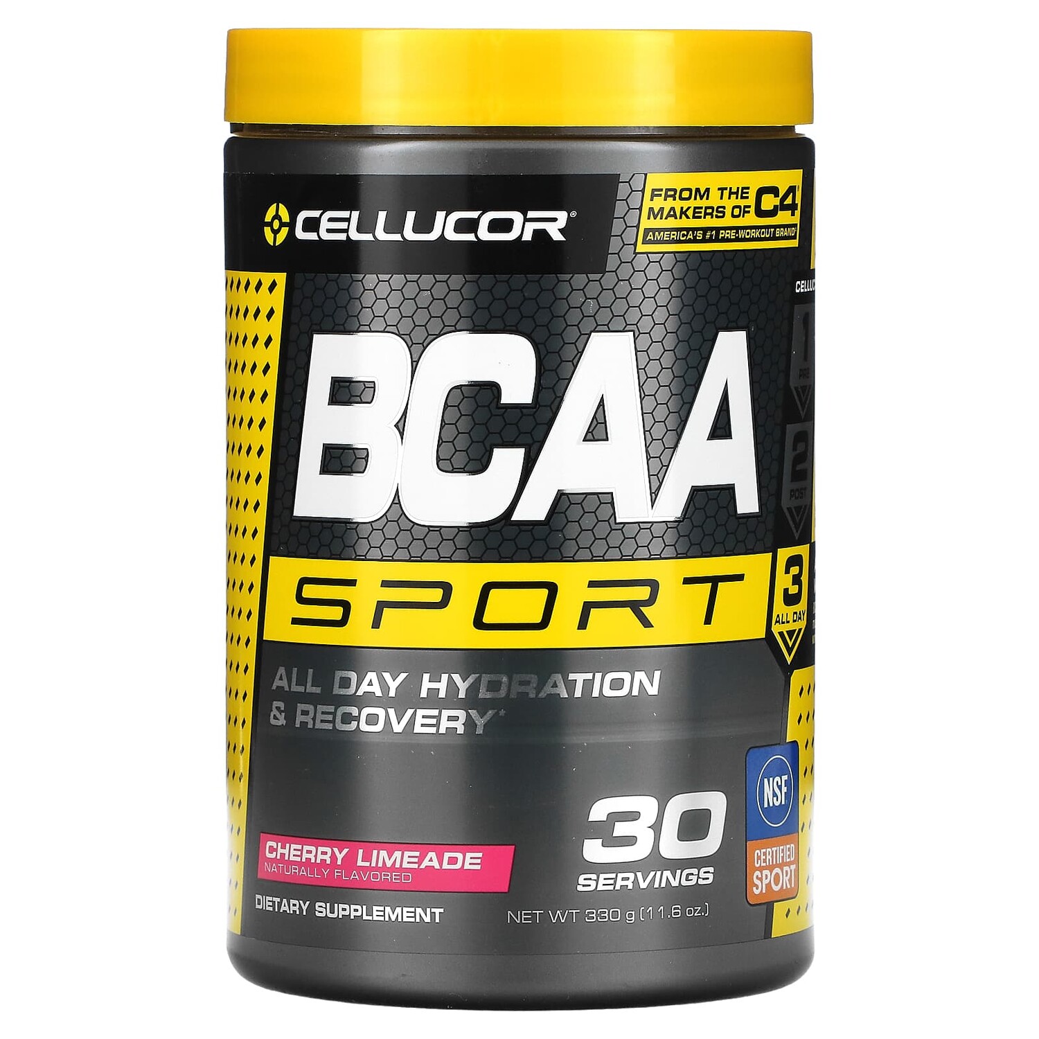 

BCAA Sport, Увлажнение и восстановление целый день, Вишневый лаймад, 11,6 унц. (330 г), Cellucor