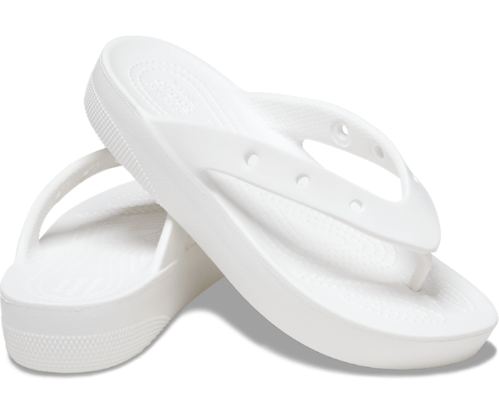 Классические шлепанцы на платформе Crocs женские, цвет White