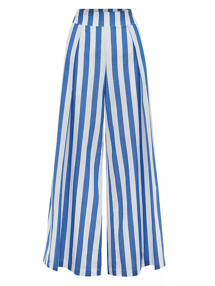

Брюки-палаццо из хлопковой вуали в полоску Darcy Bird & Knoll, цвет aegean stripe