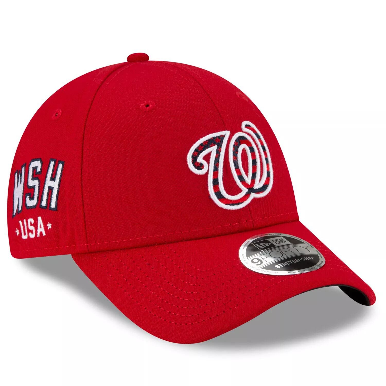 

Мужская регулируемая кепка New Era Red Washington Nationals 4 июля 9FORTY Snapback