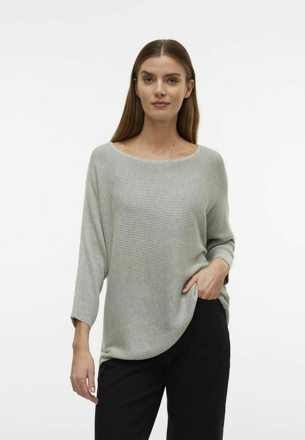 

Вязаный свитер VMNORA 3/4 BOATNECK Vero Moda, цвет light grey melange