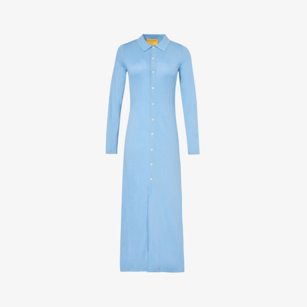 Платье миди showtime с длинными рукавами из хлопка и шелка Guest In Residence, цвет denim blue