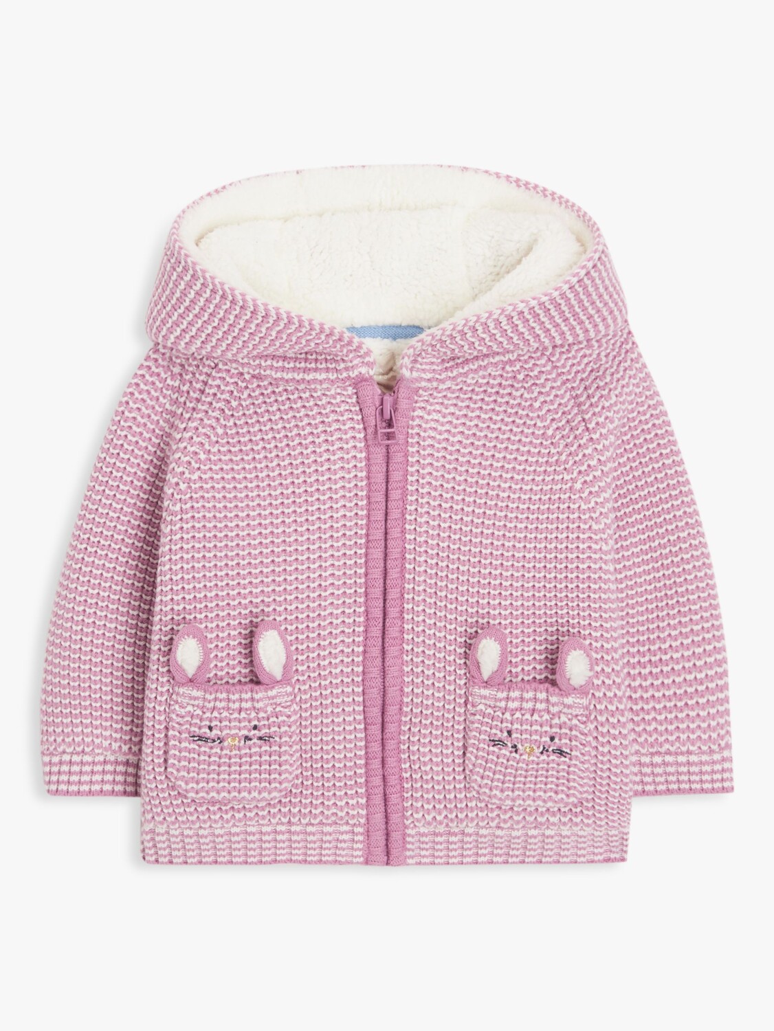 

Кардиган с капюшоном и карманом в виде кролика John Lewis бело-розовый