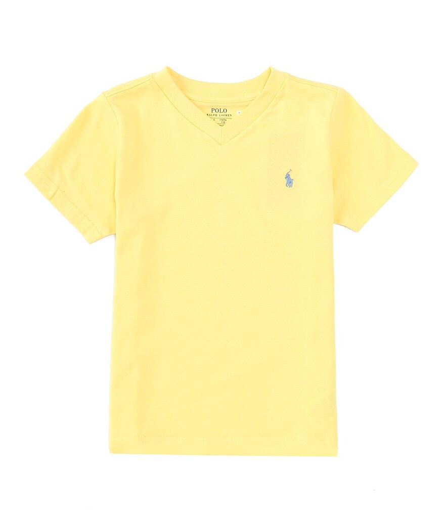 

Трикотажная футболка с короткими рукавами и v-образным вырезом Polo Ralph Lauren Little Boys 2T-7, желтый