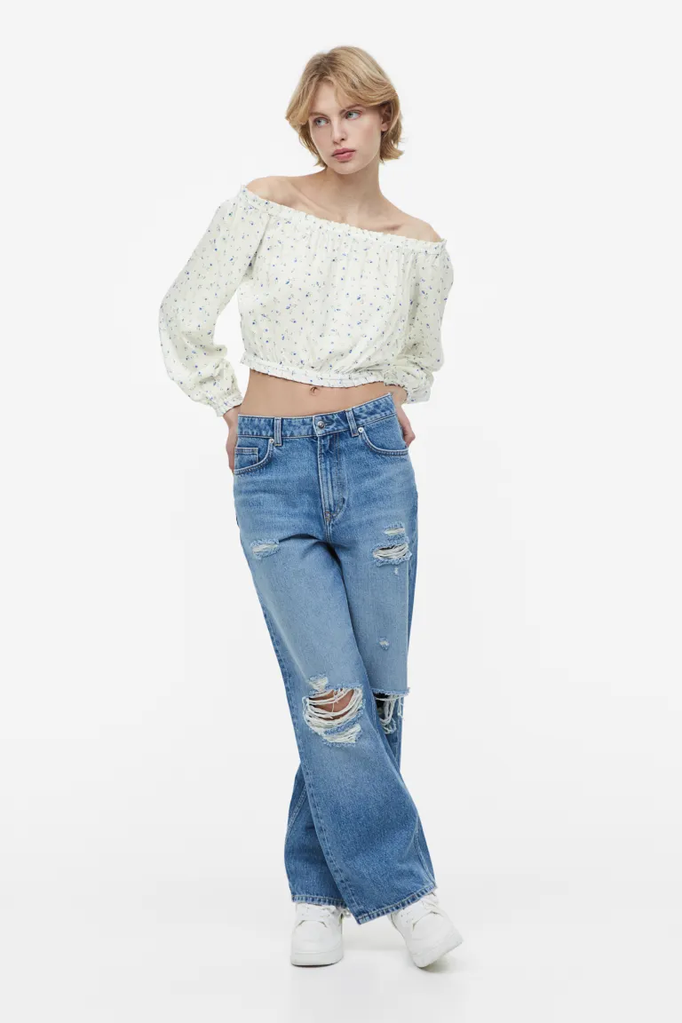 

Блуза с открытыми плечами H&M, белый