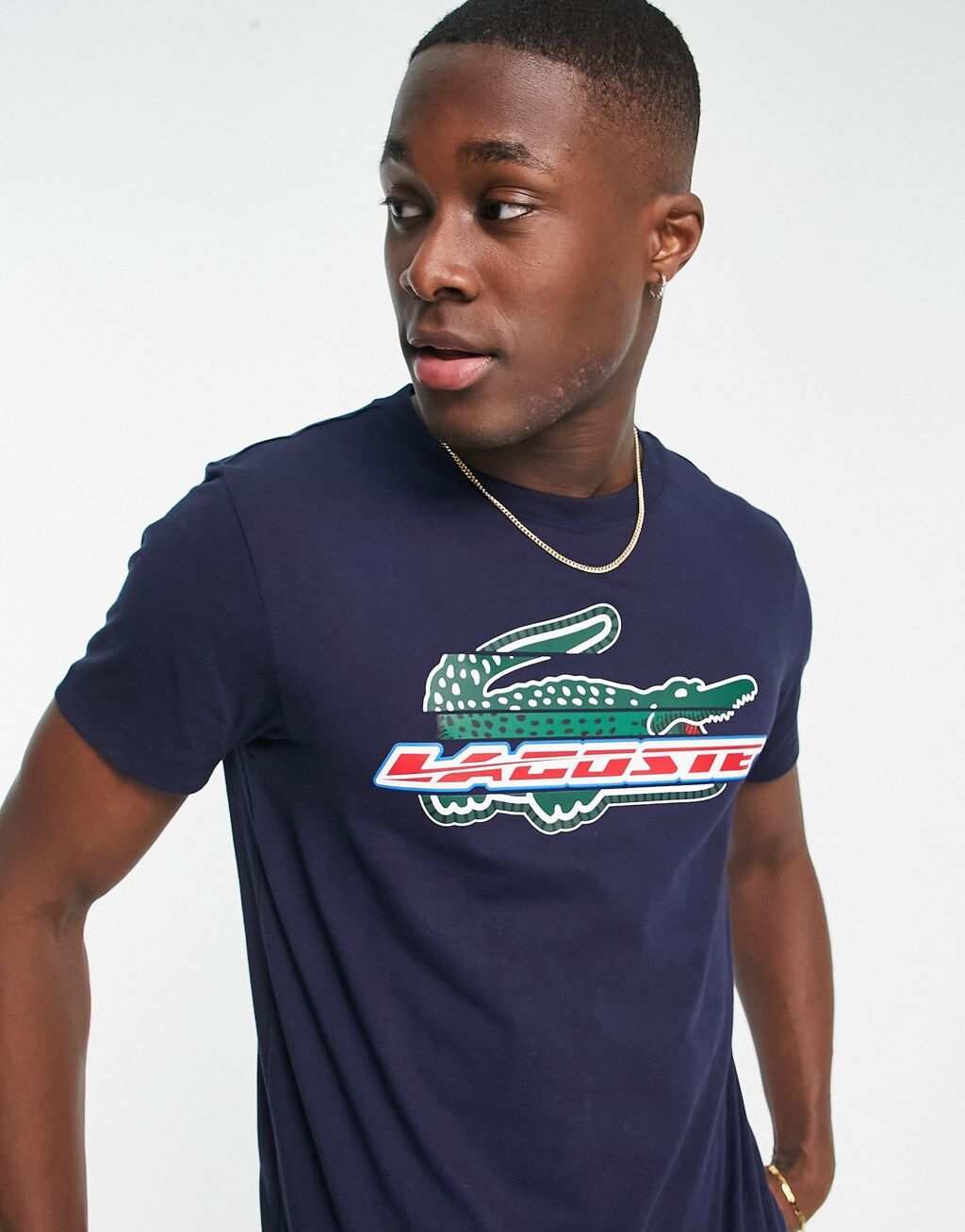 

Темно-синяя футболка Lacoste Performance с графикой спереди