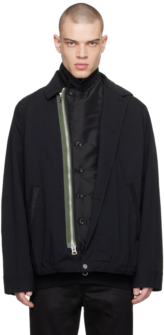 

Черная многослойная куртка Sacai