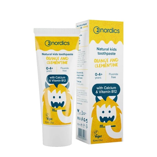 Зубная паста без фтора для детей 0-4+ лет Апельсин и Клементин 50мл Nordics,Natural Kids Toothpaste