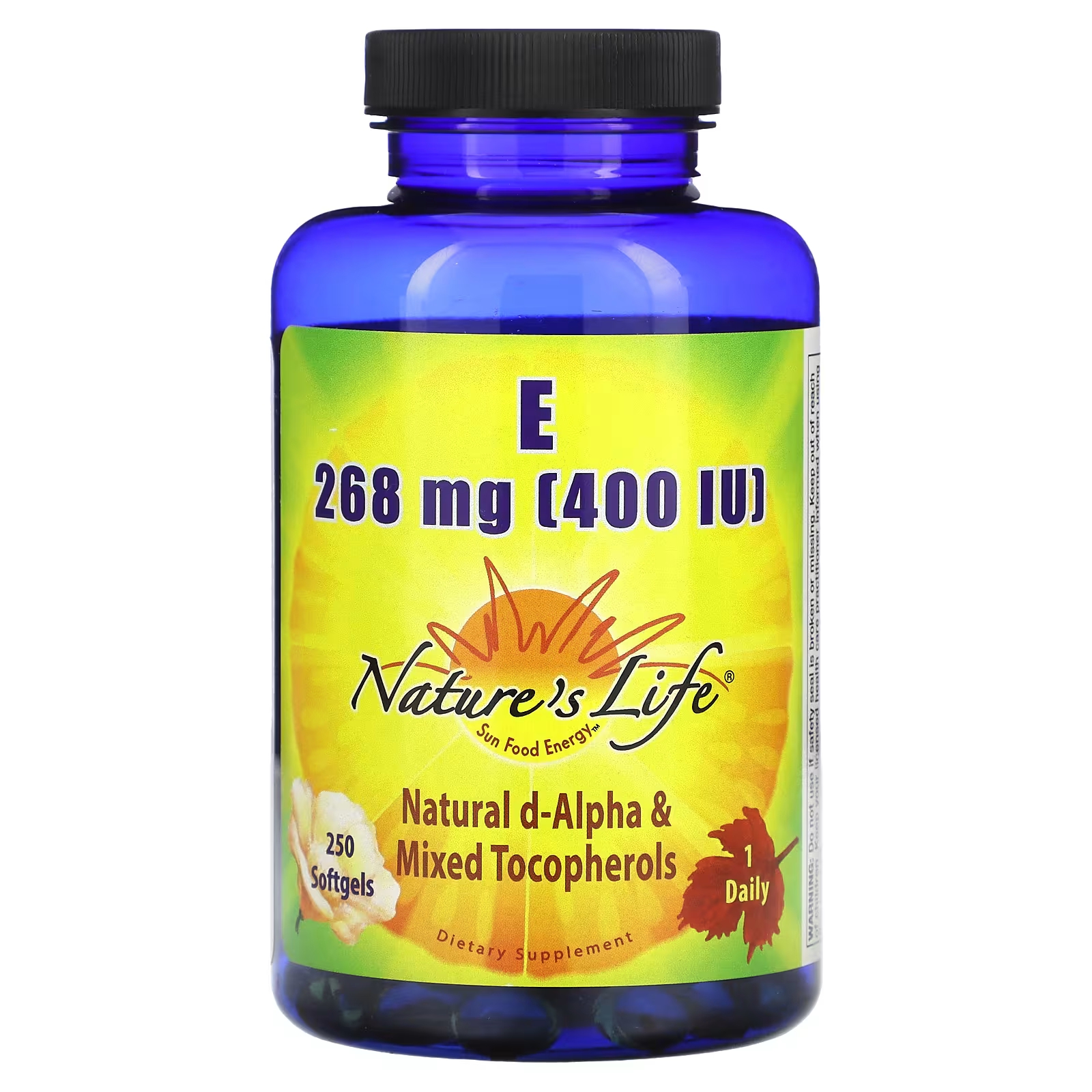 Витамин Е Nature's Life 268 мг, 250 мягких таблеток solaray витамин e 268 мг 50 мягких таблеток