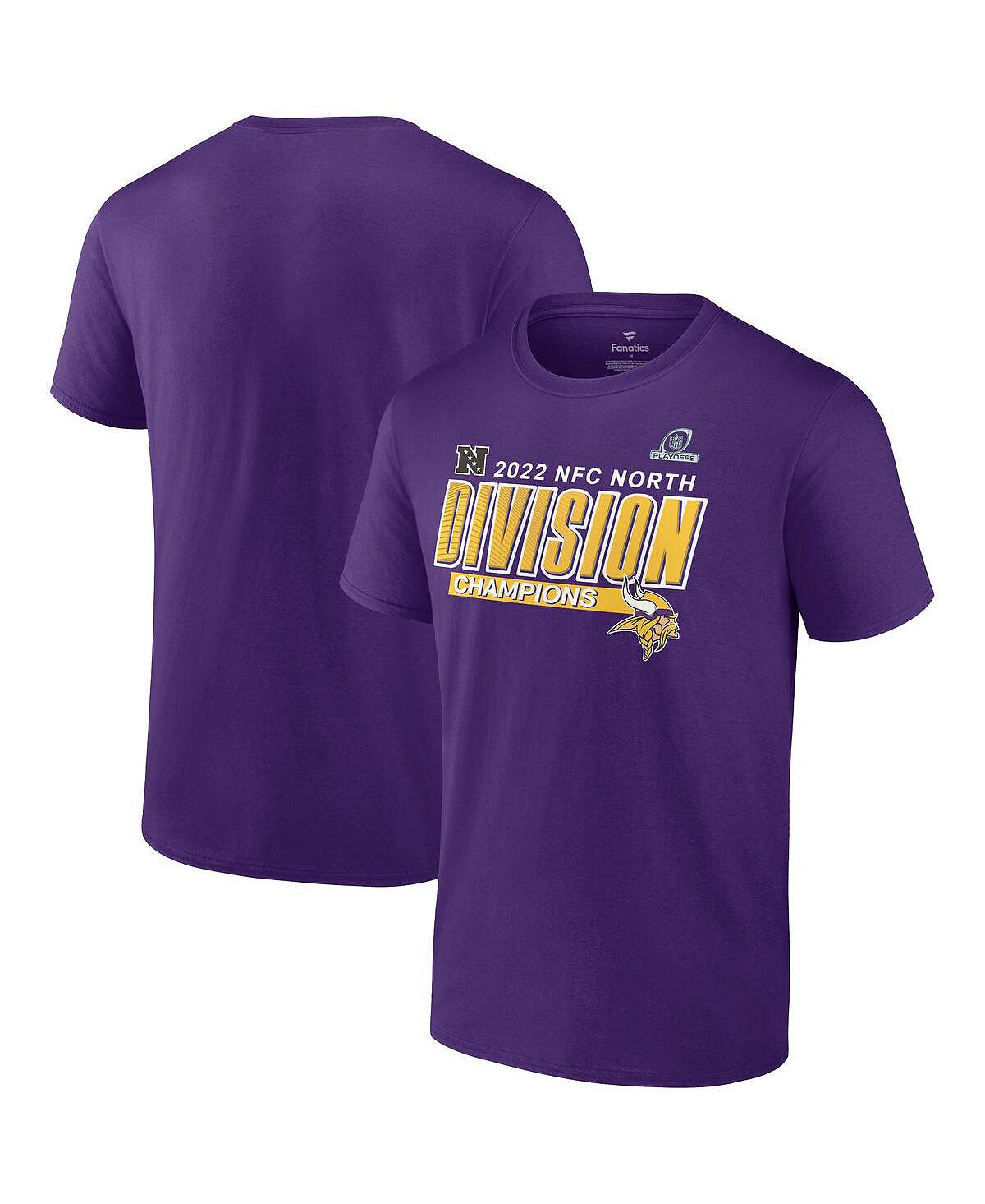 Мужская фиолетовая футболка с логотипом Minnesota Vikings 2022 NFC North Division Champions Big and Tall Divide and Conquer Fanatics